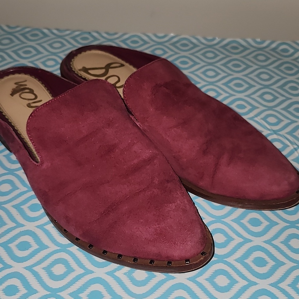Sam Edelman Womens Cranberry Suede Mule Size 7 M